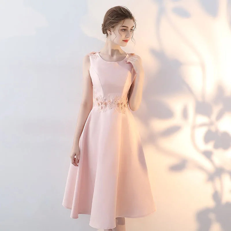 Heidi-Mode | Luxus Abendkleider Pink Festkleid Koreanische Mittelänge Elegantes Brautjungfernkleid für Frauen