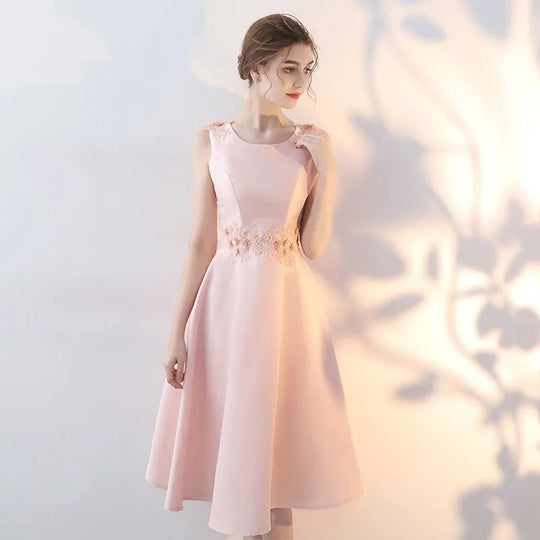 Heidi-Mode | Luxus Abendkleider Pink Festkleid Koreanische Mittelänge Elegantes Brautjungfernkleid für Frauen