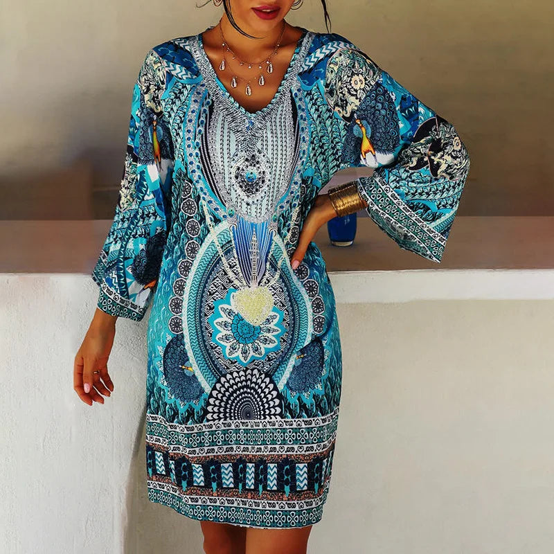 boho Kleid mit V-Ausschnitt für Damen | Tania