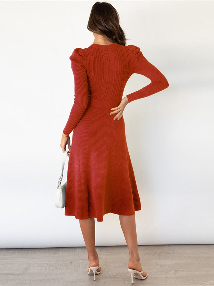 Strickkleid mit langen Ärmeln - 2024 Neuer Trend
