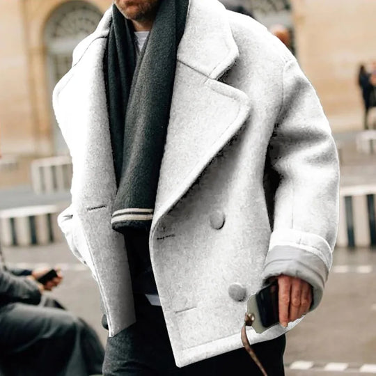 Heidi-Mode | Kurzer Wollmantel Lockerer Schnitt Für Männer Ideal für Alle Jahreszeiten