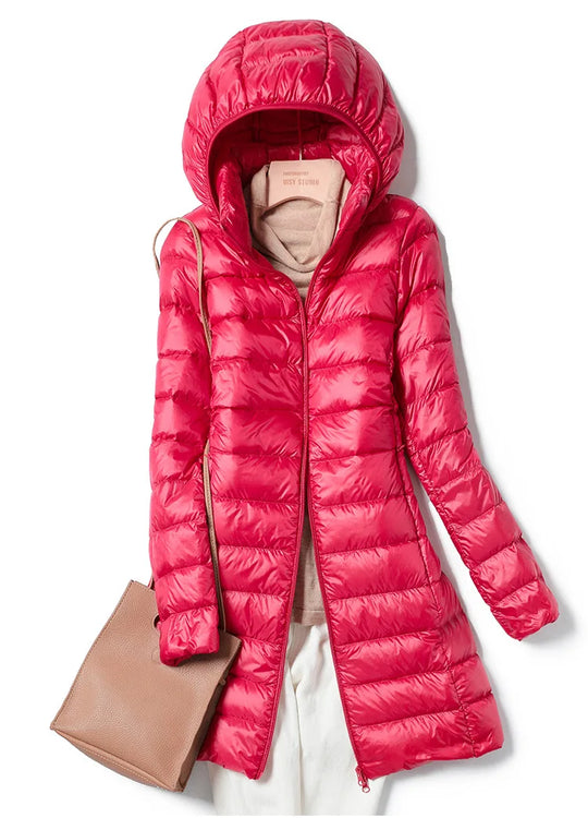 Heidi-Mode | Leichte Damen Daunenjacke mit Abnehmbarer Kapuze