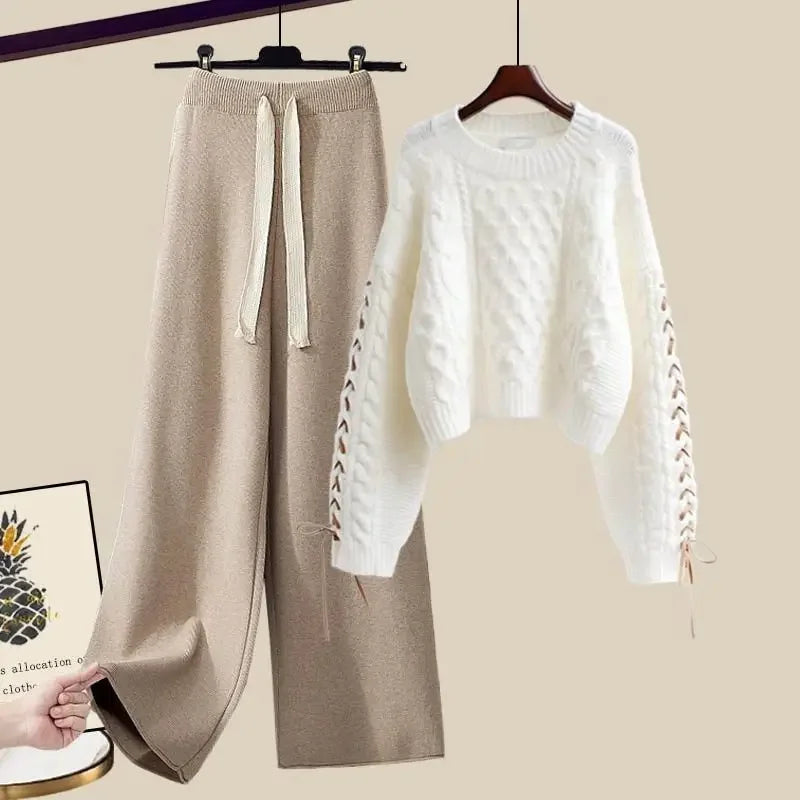 Heidi-Mode | Zweiteiliges Set für Frauen mit Pulli und Weitem, Bequemen und Warmen Hosen