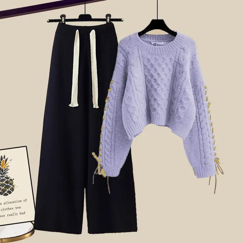 Heidi-Mode | Zweiteiliges Set für Frauen mit Pulli und Weitem, Bequemen und Warmen Hosen