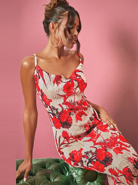 Heidi-Mode | Bedruckte Gefaltete Sling Sommerkleider