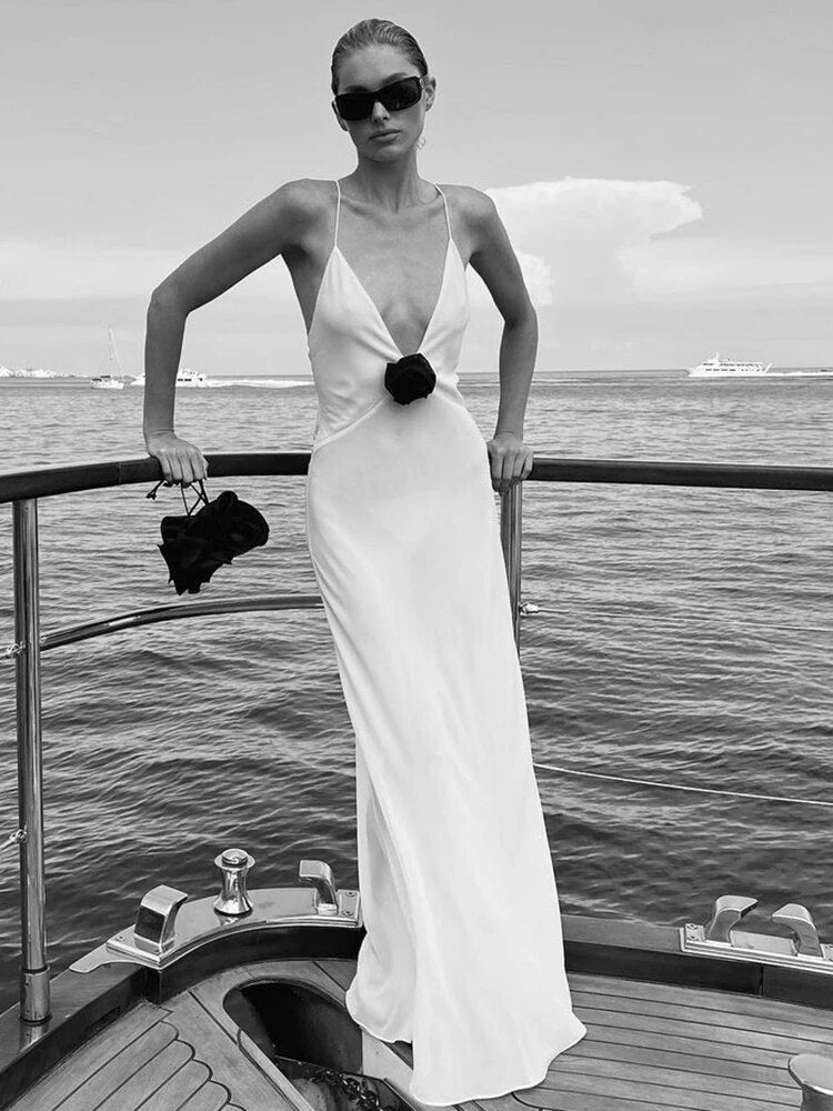 Diepe V-hals Maxi Gala Jurk