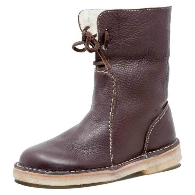 Heidi-Mode | Wasserdichte Lederstiefel mit warmem Wollfutter