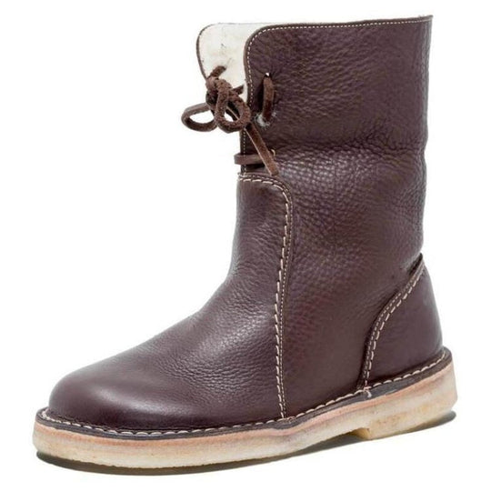 Heidi-Mode | Wasserdichte Lederstiefel mit warmem Wollfutter