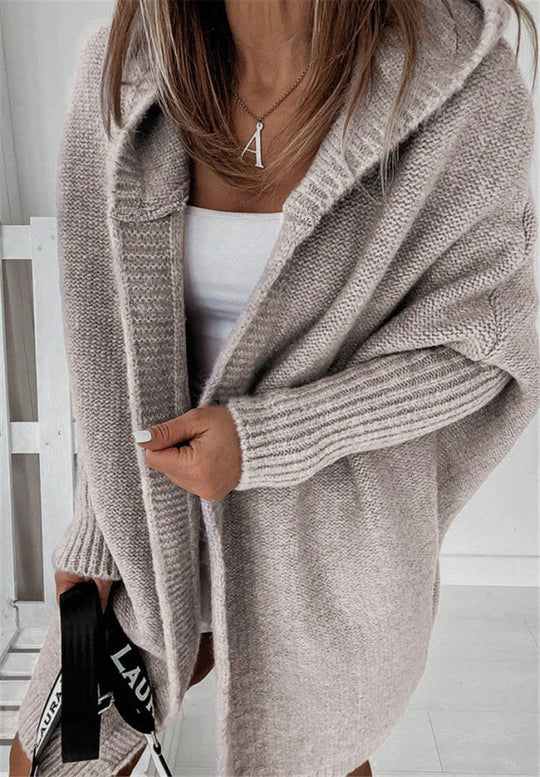 Heidi-Mode | Superweiche Gestrickte Strickjacke mit Taschen und Kapuze für Damen