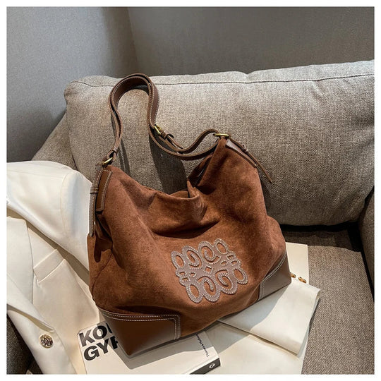 Heidi-Mode | Damen Luxus Marke Messenger Taschen Retro Braun Crossbody Tote Taschen Eimer Clutch Tasche Einkauf Große Kapazität Reisetasche