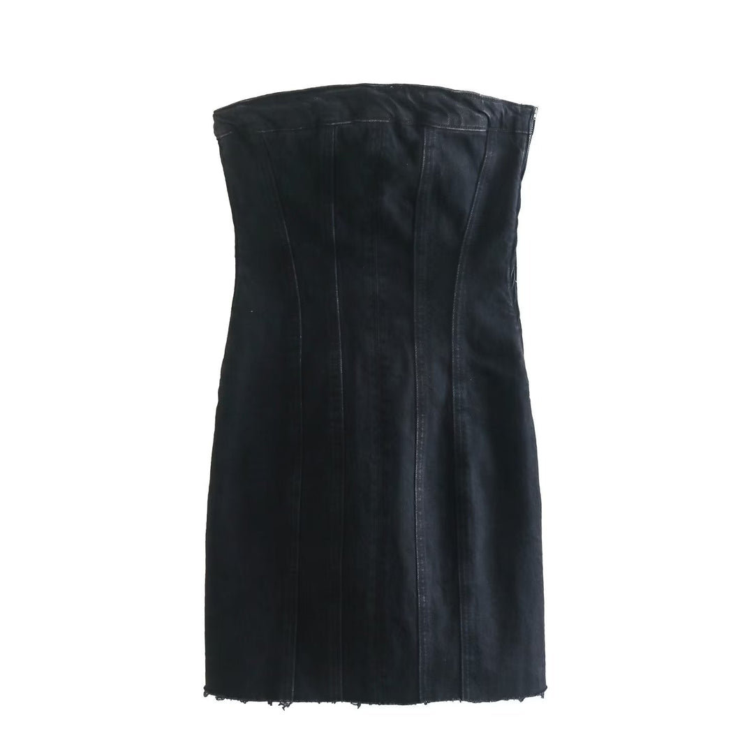 Heidi-Mode | Strapless Coole Damenkleid mit Jeans Look