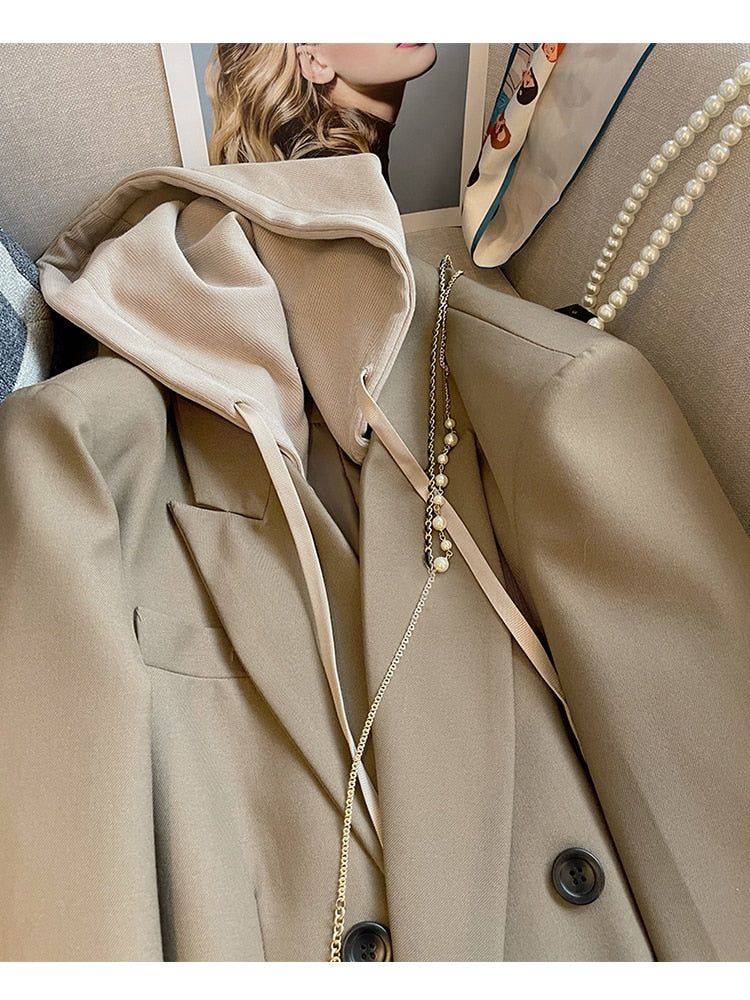 Heidi-Mode | Oversize Blazer mit Kapuze für Damen