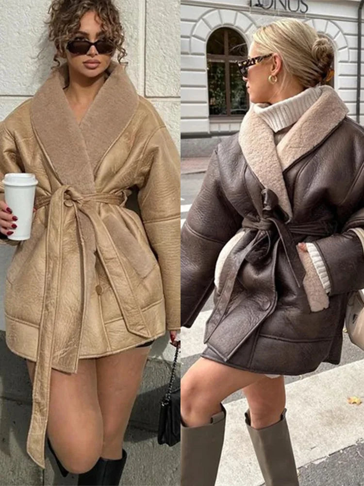 Heidi-Mode | Kragen Lederjacke Für Frauen
