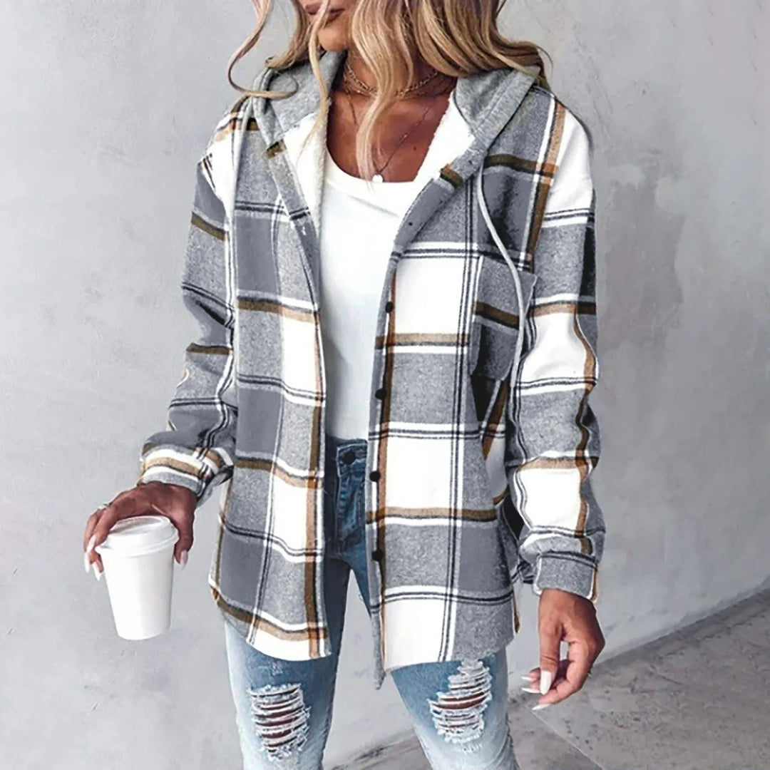 Heidi-Mode | Damen Karo Button-Up Jacke