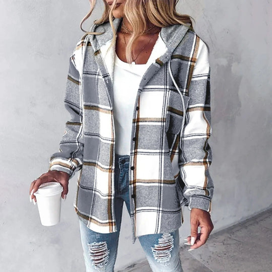 Heidi-Mode | Damen Karo Button-Up Jacke