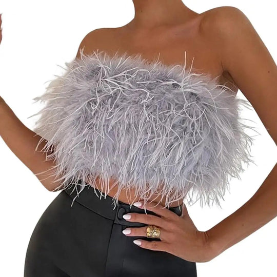 Heidi-Mode | Party Crop Top Verdeckter Reißverschluss Leichtgewichtig Bauchnabel Ausgestellt Ohne Ärmel Off Shoulder Damen Camisole Frauen Tube Top Guter Look