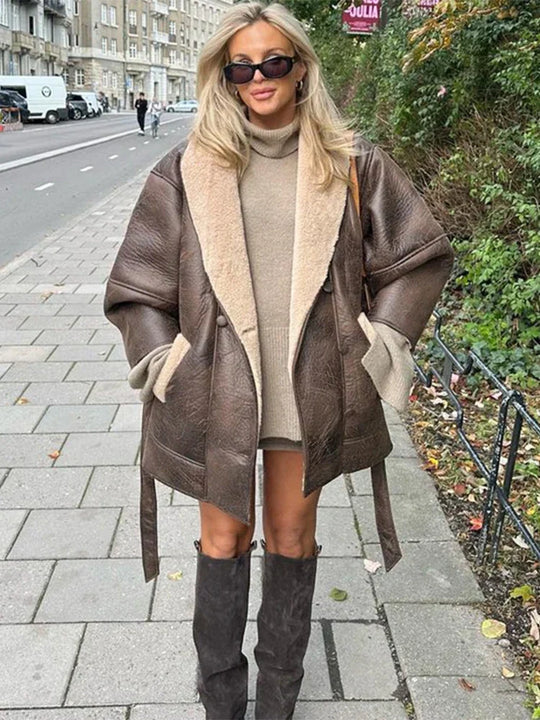 Heidi-Mode | Kragen Lederjacke Für Frauen