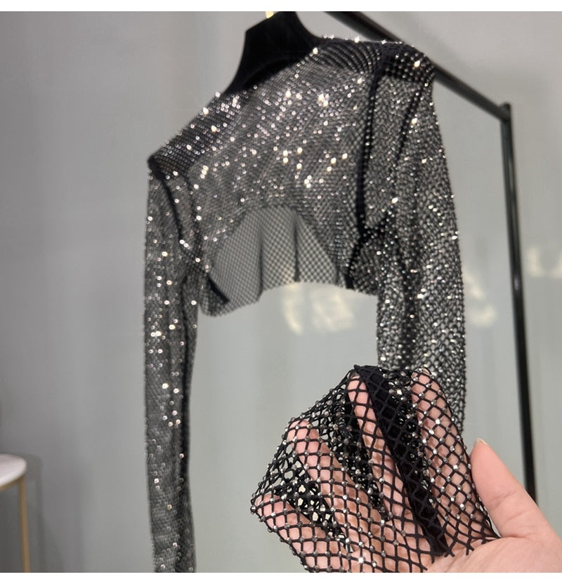 Heidi-Mode | Mode Neue Sexy Kristall Kurz Tshirt