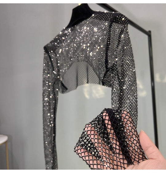 Heidi-Mode | Mode Neue Sexy Kristall Kurz Tshirt