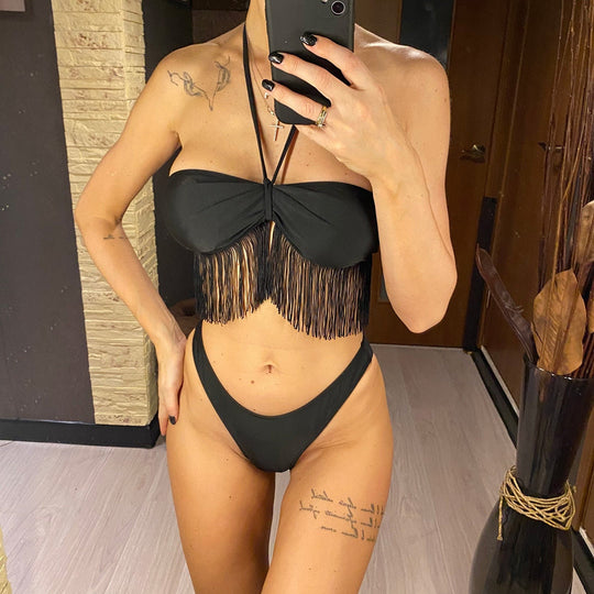 Heidi-Mode | Sarong Fransen Tassel Bikini Satzs & Minirock