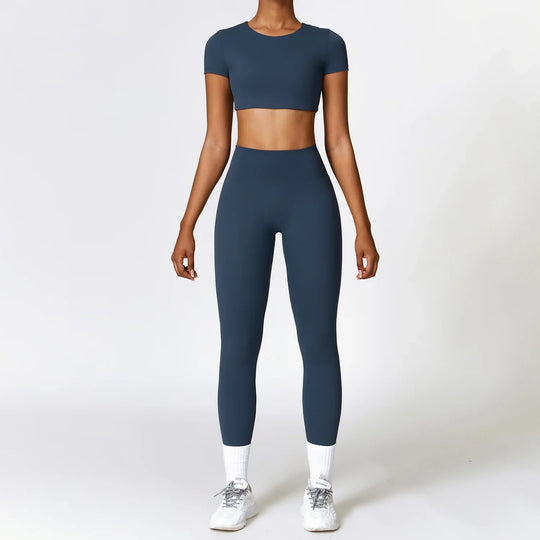 Heidi-Mode | Komplett Home Slid Leggings und Top mit Kurzen Ärmeln