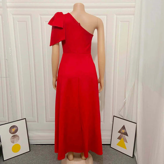 Heidi-Mode | Ein Schulter Bow Ärmelloses Kleid