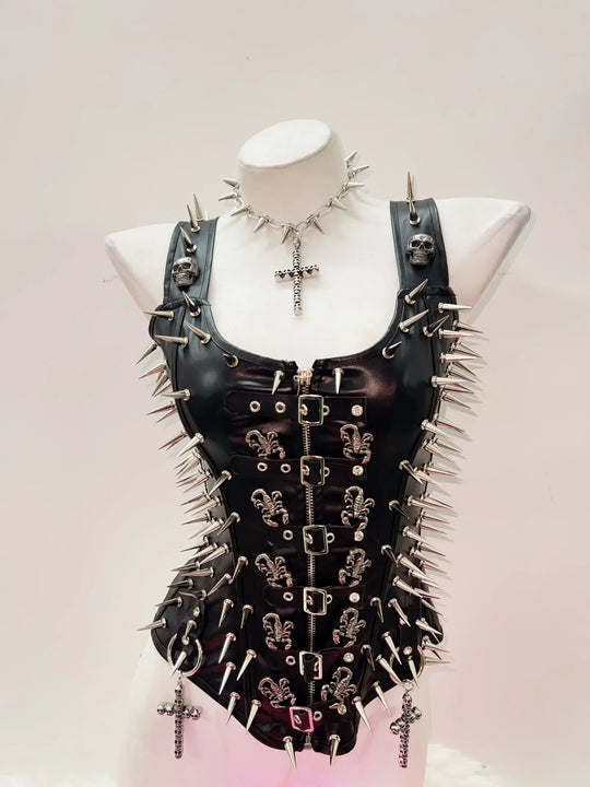 Heidi-Mode | Skull Tank Zum Top Rivets Tank Zum Top Harajuku Mode Cross Tank Zum Top Y2K Kleidung Y2K Crop Zum Top Gothische Kleidung Gothische Tank Zum Top