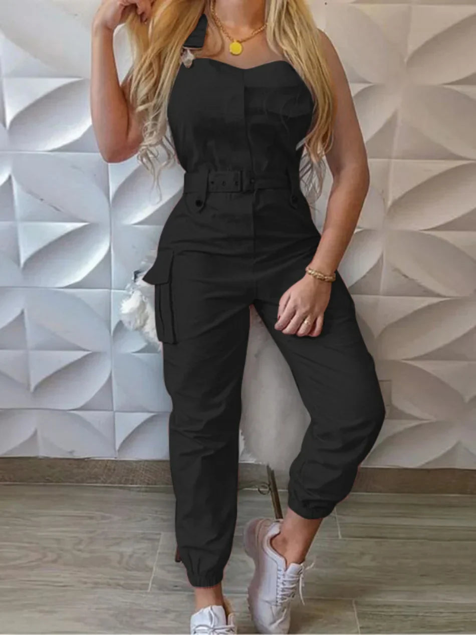 Heidi-Mode | Overall mit Gürtel, Lose Kittelhosen, Robuste Taschen, Cargo-Hosen