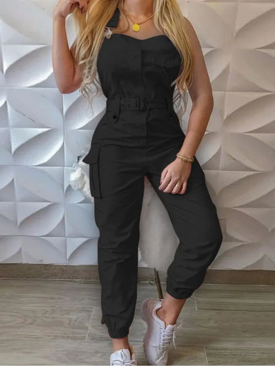 Heidi-Mode | Overall mit Gürtel, Lose Kittelhosen, Robuste Taschen, Cargo-Hosen