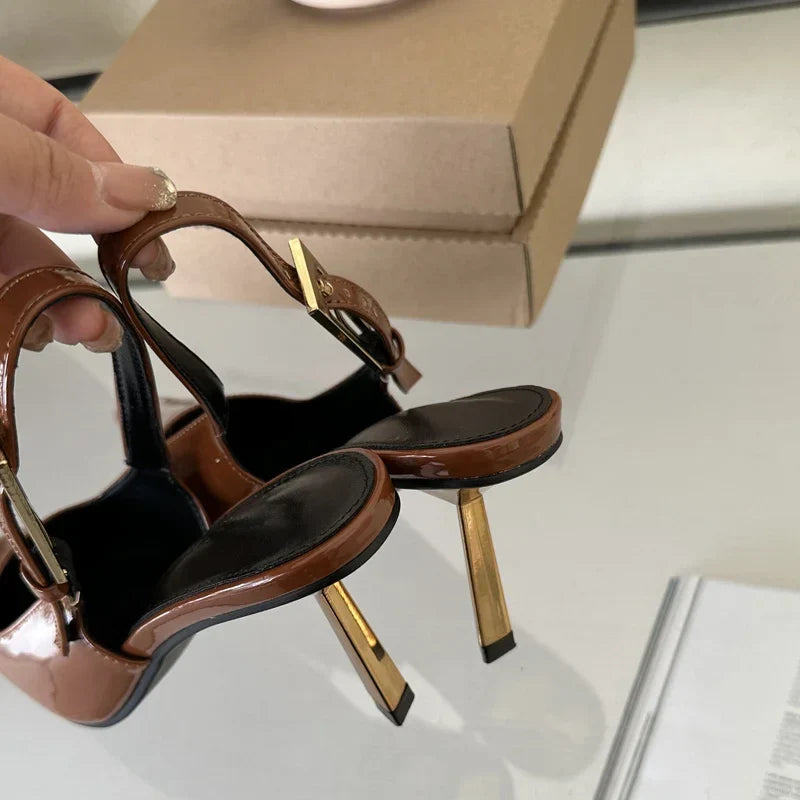 Heidi-Mode | Eilyken Straße Stil Sexy Spitz Zehen Metall Schnalle Riemen Frauen Pumps Stripper Sandalen Slingback High Heels Schuhe