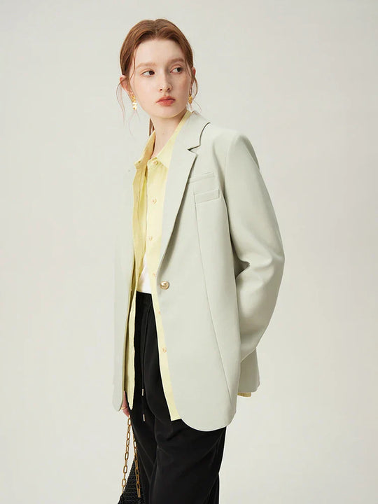Heidi-Mode | Koreanischer Stil Temperament Anzugjacke für Frauen Frühling Neues Design Professionelle Formelle Blaue Jacke Mäntel Frauen 24Fs11069