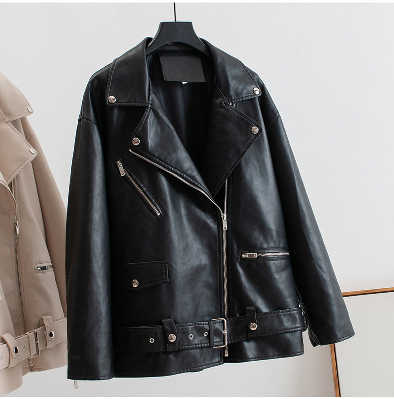 Heidi-Mode | PU-Leder Lange Moto Jacken mit Gürtel