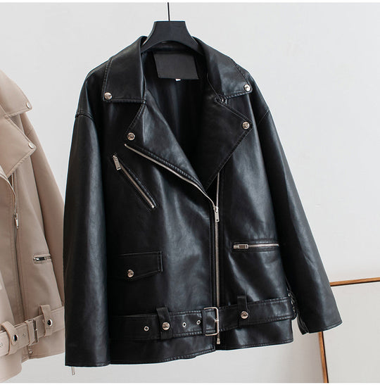 Heidi-Mode | PU-Leder Lange Moto Jacken mit Gürtel