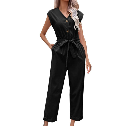 Stilvoller Jumpsuit mit kurzen Ärmeln und verkürzter Hose