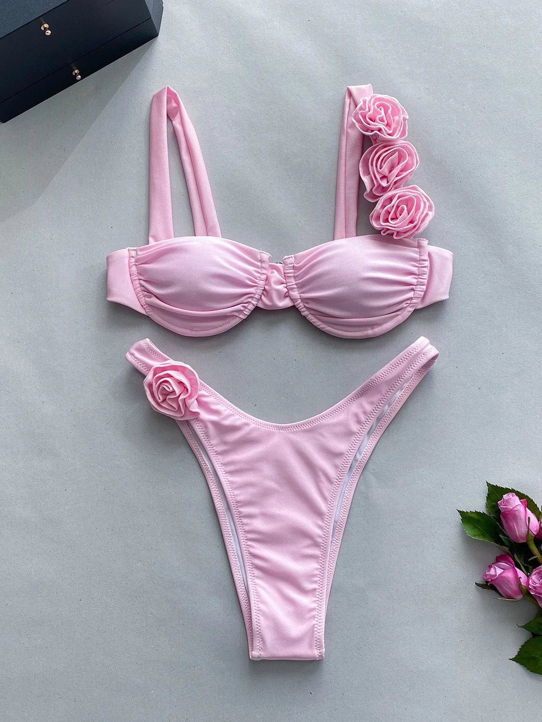 Heidi-Mode | Push Up Bikini Sexy Frauen Bademode Weibliche Bademode Sexy Bikini Set Brasilianisch Biquini Blumen Badeanzug Bandage Strandbekleidung