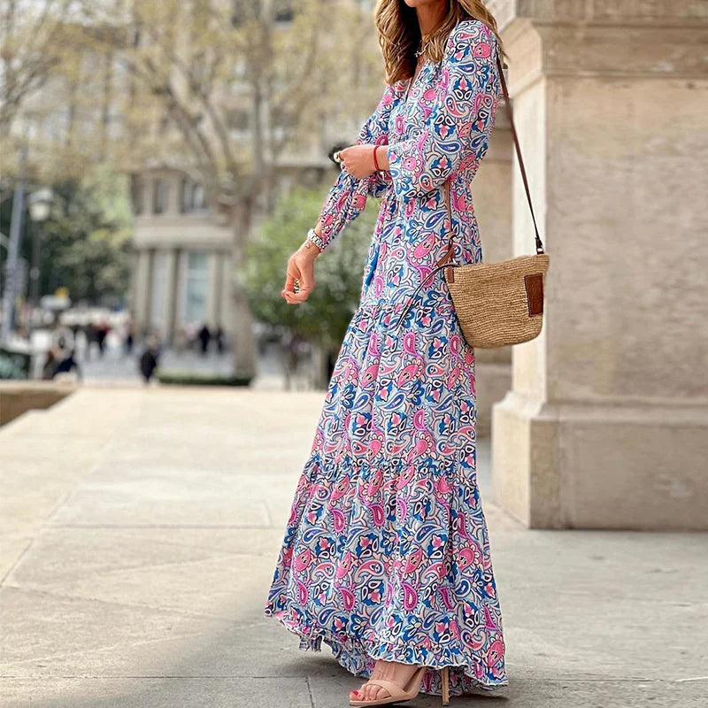 Langes Boho-Kleid mit Paisley-Muster