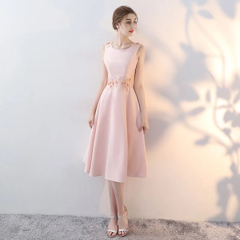 Heidi-Mode | Luxus Abendkleider Pink Festkleid Koreanische Mittelänge Elegantes Brautjungfernkleid für Frauen