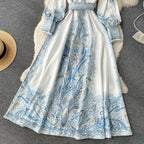 A-Linienkleid mit Gürtel und Blumenmuster