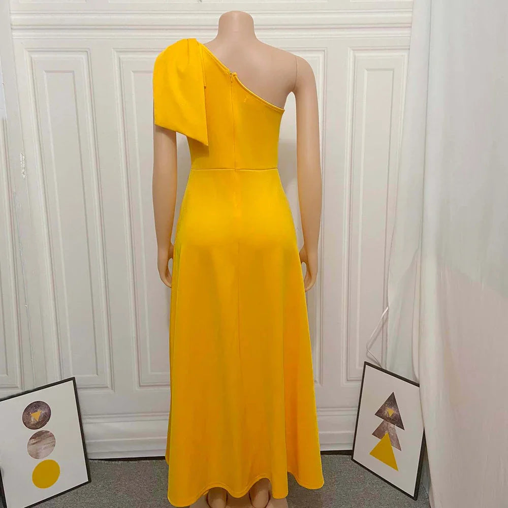 Heidi-Mode | Ein Schulter Bow Ärmelloses Kleid