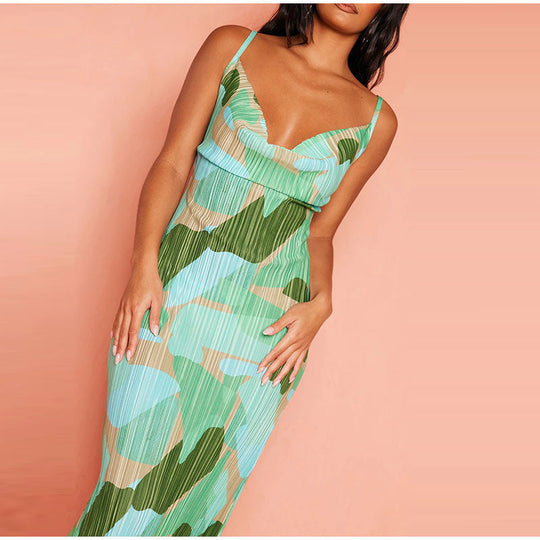Heidi-Mode | Bedruckte Gefaltete Sling Sommerkleider