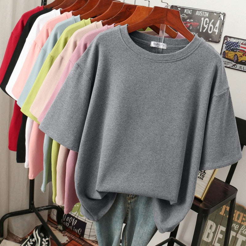 Heidi-Mode | Oversized Baumwoll-Basic-T-Shirt für Damen