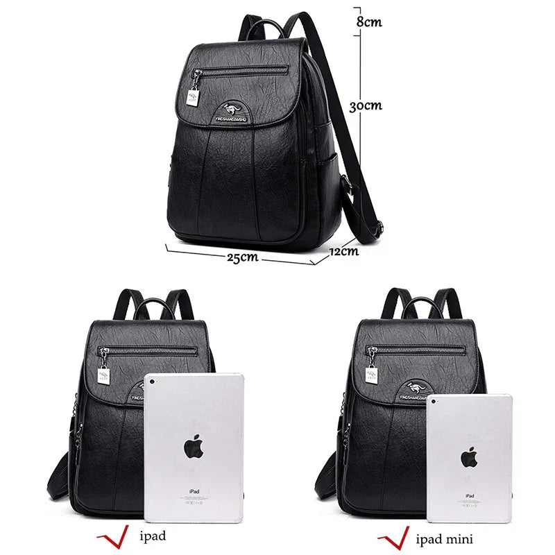 Heidi-Mode | Diebstahlsicherer Lederrucksack mit Großem Fassungsvermögen für Damen