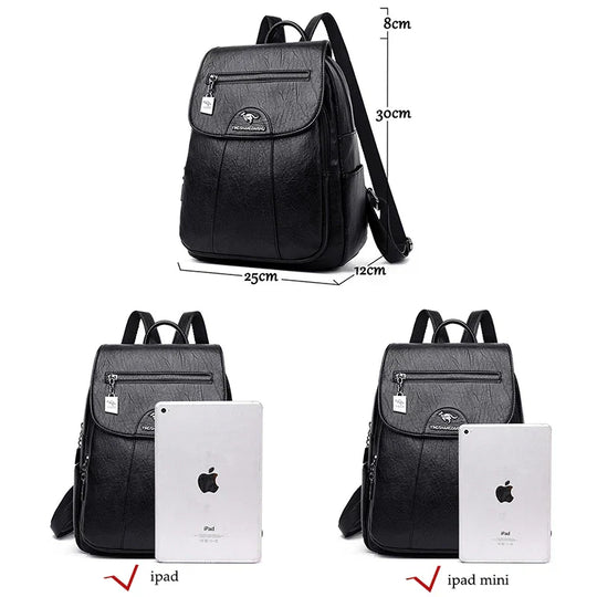 Heidi-Mode | Diebstahlsicherer Lederrucksack mit Großem Fassungsvermögen für Damen