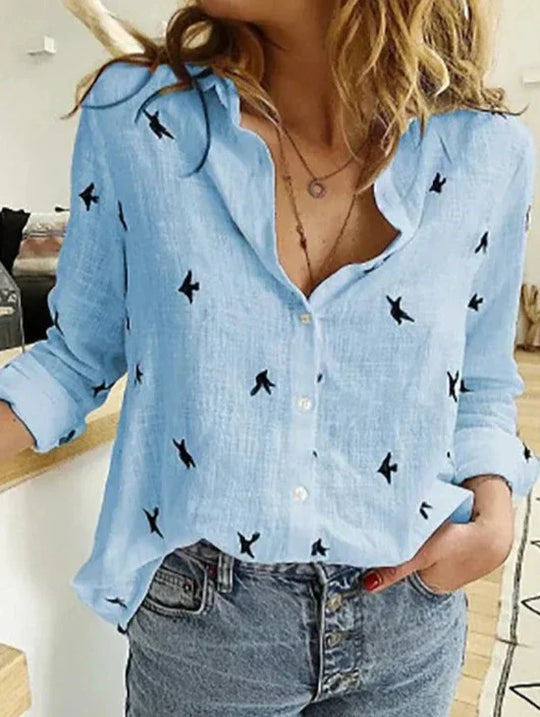 Heidi-Mode | Elegantes, Lässiges Langarmhemd für Damen aus Baumwolle und Leine