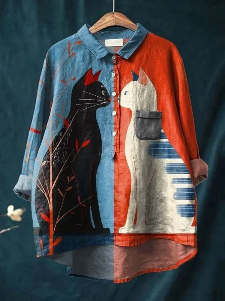 Heidi-Mode | Katzenkunst Auf Weißem T-Shirt