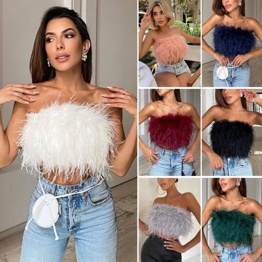 Heidi-Mode | Party Crop Top Verdeckter Reißverschluss Leichtgewichtig Bauchnabel Ausgestellt Ohne Ärmel Off Shoulder Damen Camisole Frauen Tube Top Guter Look