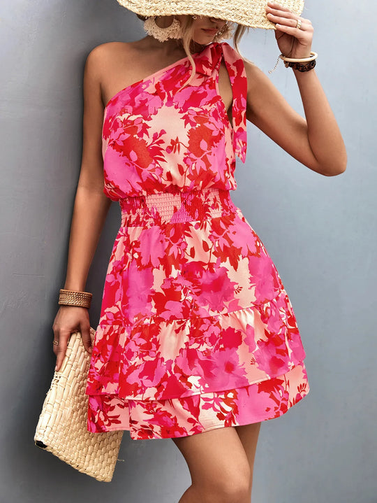 Heidi-Mode | Neue Damen Maxi Mini Kleid mit Schräge Schulterpartie Von Tridos De Tricô