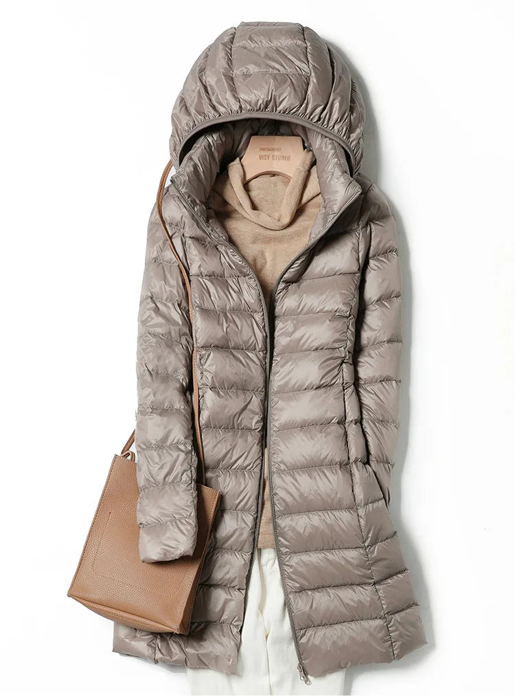 Heidi-Mode | Leichte Damen Daunenjacke mit Abnehmbarer Kapuze