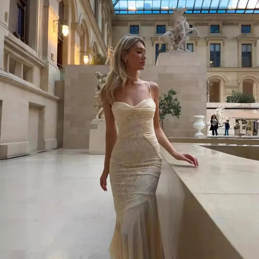 Heidi-Mode | Sommer Elegant Maxi Kleid Neue Ankünfte Spaghetti Träger Hochzeit Gast Kleid Lang Bodycon Festkleider Frauen