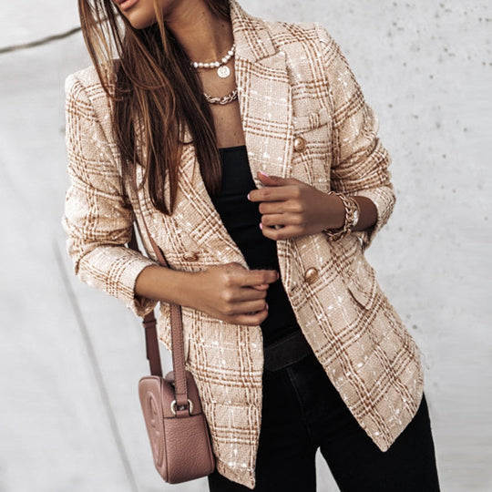 Heidi-Mode | Chic Karierter Blazer Für Frauen